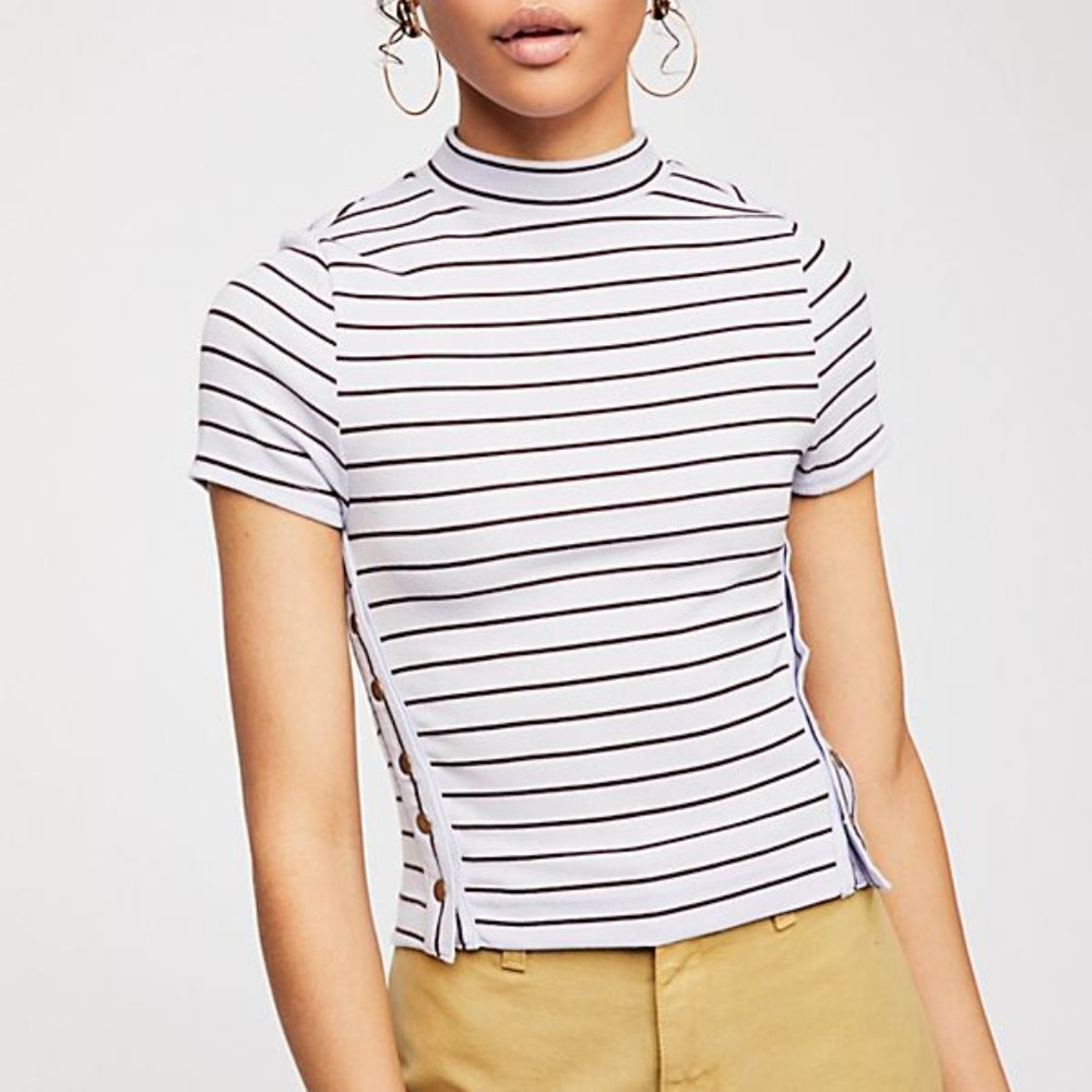 Free People | Striped Snapback Tee, Size S